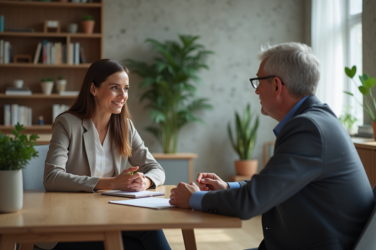 Femme et coach en discussion dans un bureau moderne