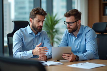 Consultant financier en réunion dans un bureau moderne