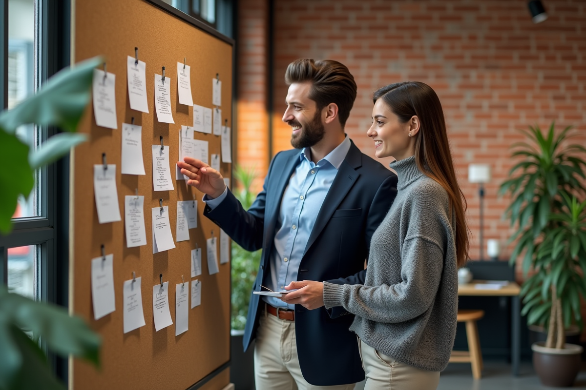 Deux collègues discutant près d