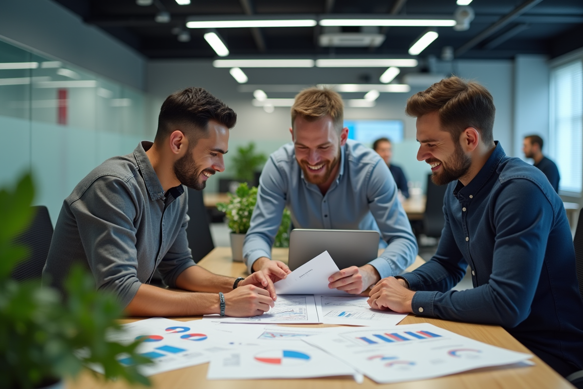 Groupe de jeunes professionnels collaborant en réunion