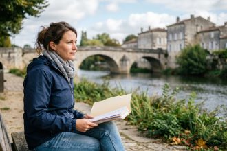 Femme confiante près de la Charente à Rochefort
