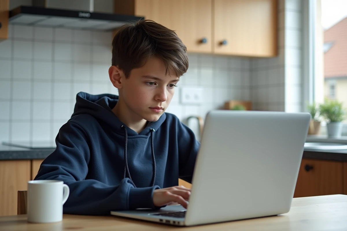 Lycéen se connectant en toute sécurité au portail académique Id ac Versailles depuis chez lui