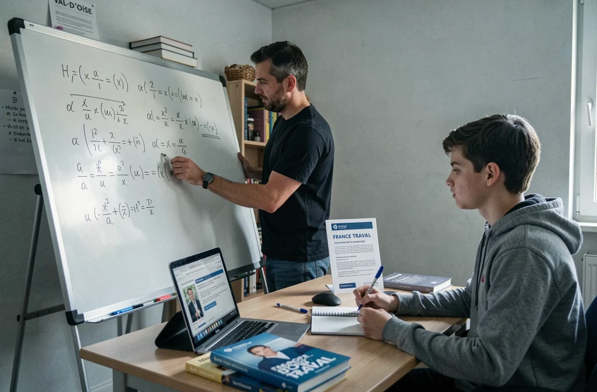 Professeur de mathématiques recruté via France Travail donnant un cours dans le Val-d'Oise