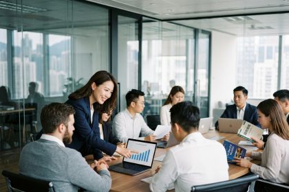 Groupe de professionnels en réunion dans un bureau moderne