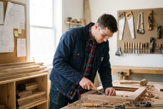 Photo hyperrealiste d'un technicien en menuiserie jeune homme