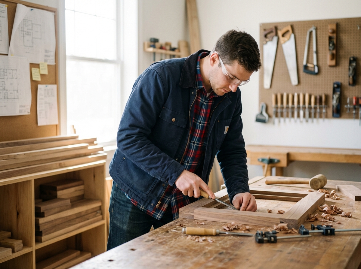 Photo hyperrealiste d'un technicien en menuiserie jeune homme